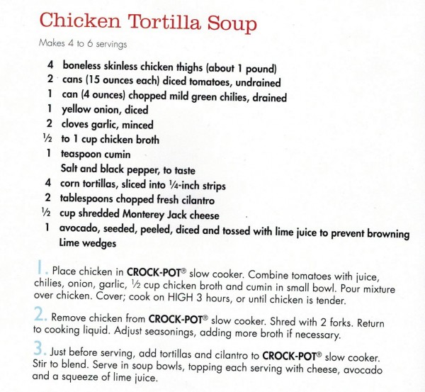 chicken Tortilla soup slow cooker